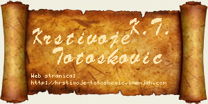 Krstivoje Totošković vizit kartica